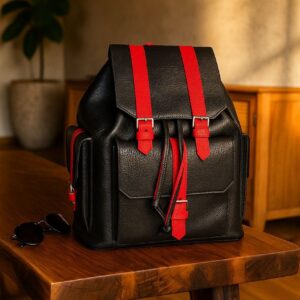 Black-red Leather Rucksack