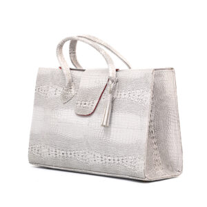 Silver Leather Tote