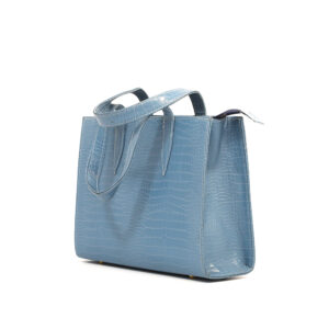 Light Blue Leather Tote - Medium