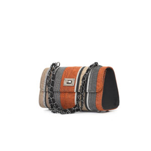 Orange & Brown Aso-oke Clutch