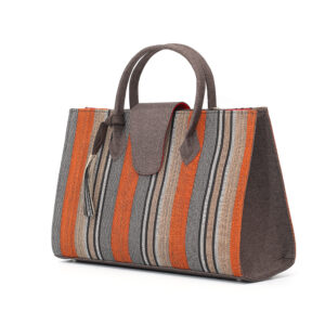 Orange & Brown Aso-oke Tote