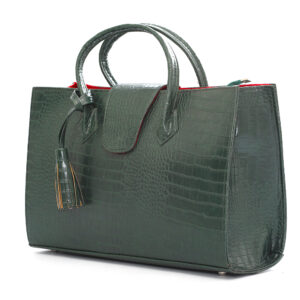 Dark Green Leather Tote