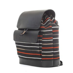 Aso-oke/Leather Backpack 03